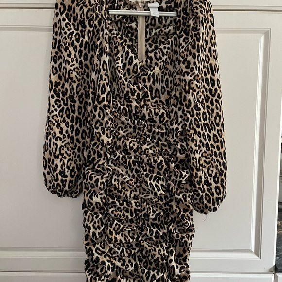 Leopard Print Ruched Dress - Picture 1 of 2